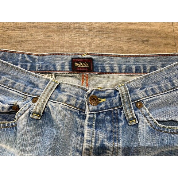 Von Dutch Jeans Mens 34 x 32 Blue Straight Leg Vintage USA Made Denim Flying Eye - Picture 3 of 13